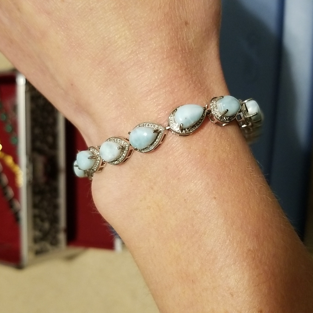 Sterling silver bracelet with larimar stones